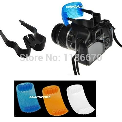 FreeShip 2Pcs Universal 3 Color Puffer Pop-Up Soft Flash Bounce Diffuser Cover Dome Speedlite For Canon Nikon Digital SLR Camera