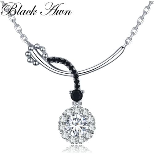 [BLACK AWN] Classic 925 Sterling Silver Jewelry Necklace for Women Flower Necklaces Pendants Female Bijoux Girls Gift K027