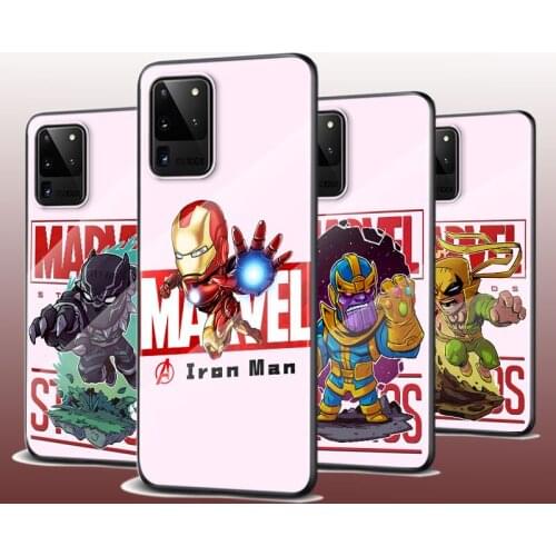 Tempered Glass Cover Cute Marvel Hero For Samsung Galaxy S21 Ultra Plus 5G M51 M31 M21 Phone Case