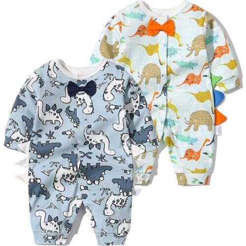Fall Winter Cute Baby Romper Newborn Dinosaur Baby Jumpsuit High Quality Cotton Long Sleeve Baby Boys Girls Clothes