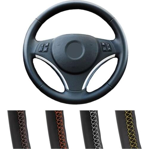 DIY Customized Car Steering Wheel Cover For BMW E90 325i 330i 335i E87 120i 130i 120d Leather Steering Wrap