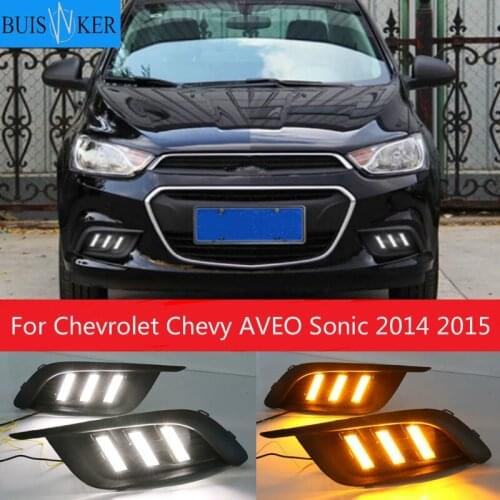 2PCS LED DRL Daytime Running Lights Daylight With Turn Signal lamp For Chevrolet Chevy AVEO Sonic 2014 2015