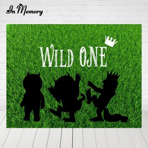 InMemory Green Grass Wild One Party Backgrounds For Photo Studio Black Animals Kids Safari Jungle Party Photogarphic Backdrop