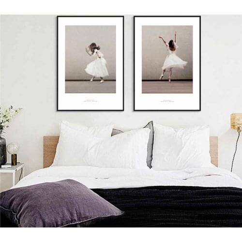 HAOCHU White Dress Ballet Canvas Painting For Living Room Home Decor Painting Visionary Print Poster Simple Nordic Wall Picture