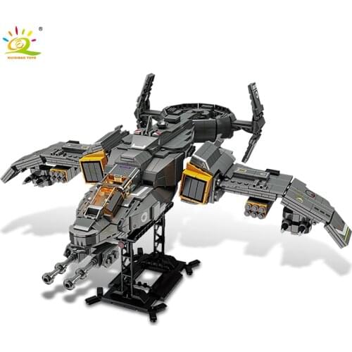 HUIQIBAO 1182Pcs Space Military Fighter Model Building Block City Soldiers Air Combat Weapon Plane Set Figures Bricks Toys Child