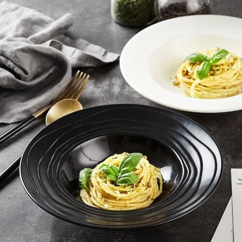 Ceramic pasta dish creative western food restaurant straw hat dish net red home pasta deep dish dinner plates porcelana bandeja