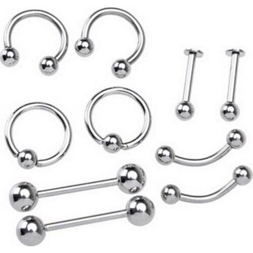 50pcs Free Shippment Surgical Steel Nose Ring Lip Ring Nipple/Eyebrow Tongue Bar Body Piercing earring tragus ring