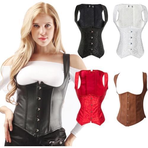 Alivila.Y Fashion Corset Womens Faux Leather Steampunk Corsets Victorian Bustier Top For Women