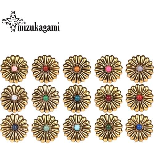 3pcs/lot 29MM Retro Zinc Alloy Round CONCHO Daisy Flowers Golden Decorative Buttons Charms Pendants For DIY Accessories