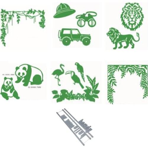 Lion Panda Cars Leaves Cutting Dies for Scrapbooking Craft Die Cut Photo Album Card Making Embossing Stencil Decoration