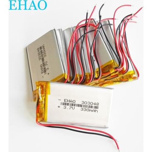 Wholesale 10 pcs 3.7V 330mAh Lithium Polymer LiPo Rechargeable Battery 303048 For Mp3 MP4 MP5 GPS bluetooth smart watch