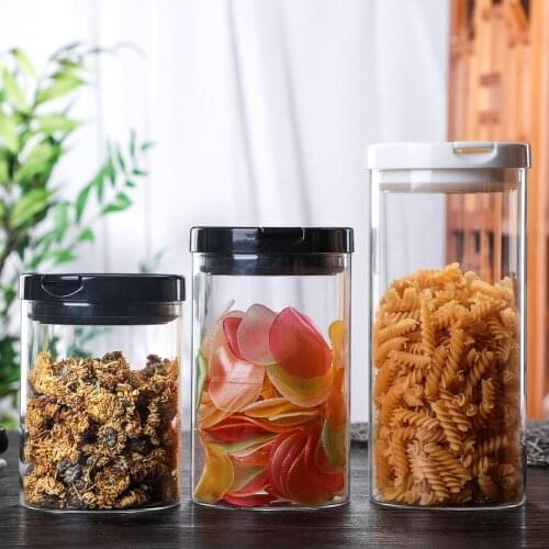 650ml/750ml/950ml High Borosilicate Glass Kitchen Storage Tank Tea Dry Goods Coffee Beans Storage Multifuntional Storage Tank