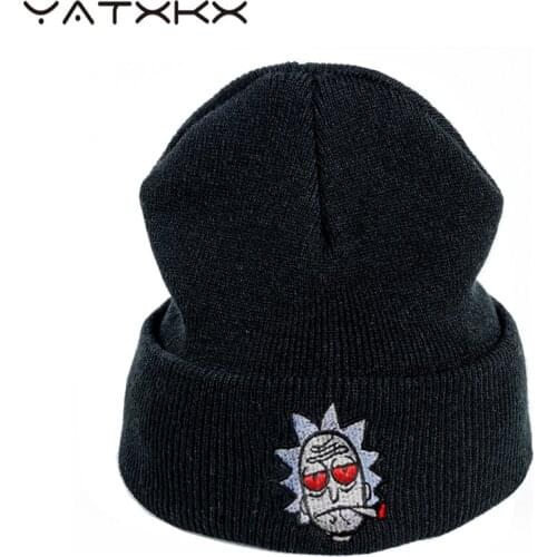 [YaTxKx] Embroidery Cartoon Knit Cap Bunny Hat Skullies Warm Winter Unisex Ski Hip Hop Bonnet Outdoor Sport Hat Beanie Gorros