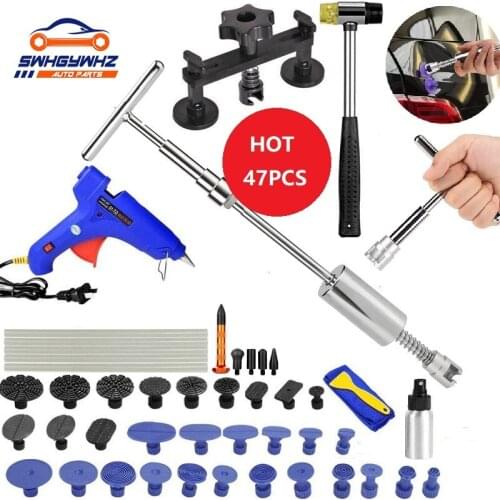 Paintless Dent Repair Tools Kit,38CM Slide Hammer 2 in 1 T-Bar Tool with Hot Melt Glue Gun Glue Stick for Auto Body Dent Repair