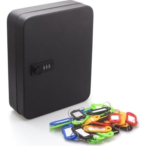 Wall-mounted Key Steel Security Storage Cabinet Organizer Box 36 Keys Capacity Combination Lock Key Safe with Code and Key Tags
