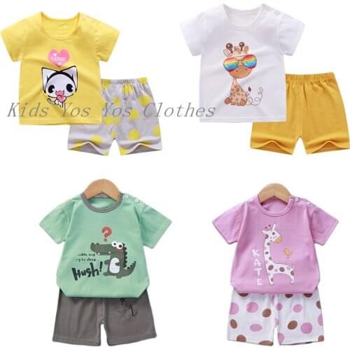 Children Pajamas 2pcs Cartoon Kids Sleepwear Baby Girls Clothes Sleep Suits Summer Cotton Pijamas Infantil Boys Pyjamas Suits