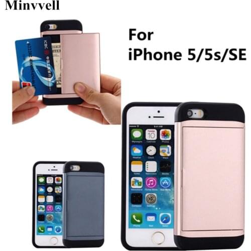 Shockproof Slide Card Slot Case for iphone 5 5S SE Case Hard PC Soft TPU Hybrid Wallet Case for iPhone 5s Card Case iPhone SE
