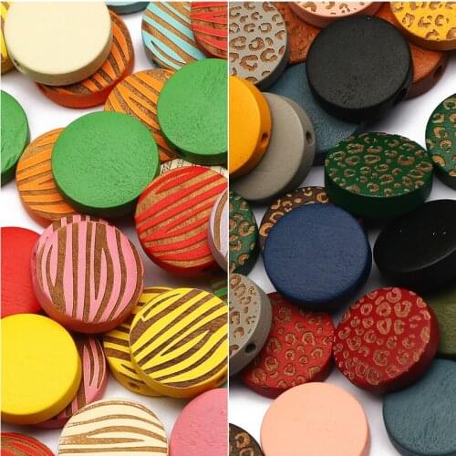 Mixed Colorful High Quality Flat Round Natural Wooden Beads Loose Spacer Beads For Jewelry Making Handmade DIY Necklace Supplies