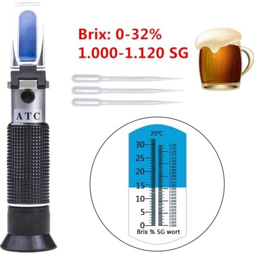 Beer Refractometer Hand Held 0-32% Brix Brewing Wort 1.000-1.120 SG Specific Gravity Tool