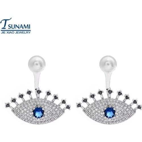 High quality eye triple-a cubic zirconia earrings Black lashes and blue eyes are the zircons that female friends like ER-063