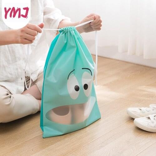 High quality Waterproof Shoes Bag Cartoon Cute Pouch Storage Organizer Travel Bag Non-Woven Laundry Portable Tote Drawstring Bag