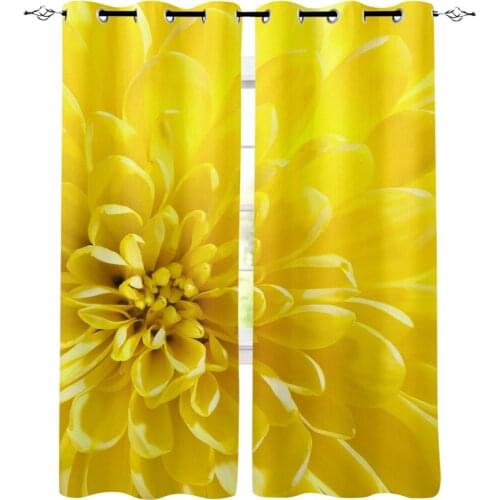 Chrysanthemum Yellow Window Curtains For Living Room Kitchen Bedroom Modern Window Treatments Drapes Blinds