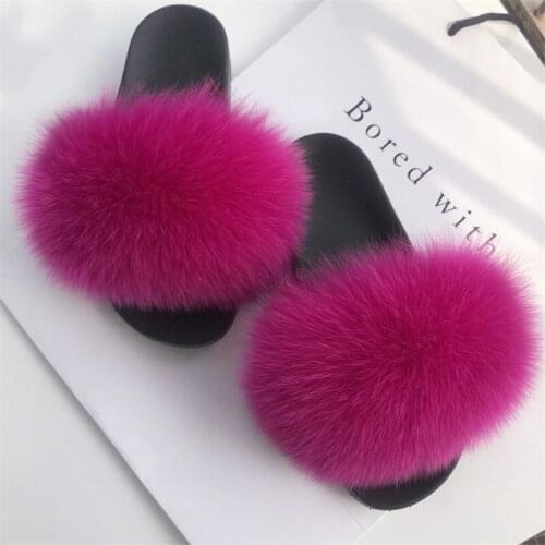 Slippers Women Fur Slides Home Furry Flat Sandals Female Cute Fluffy House Shoes Woman Luxury Slippers