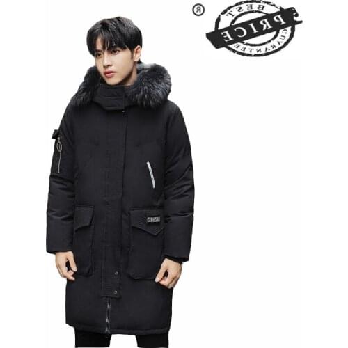Winter Warm Mens Down Jacket Large Fur Hooded Brand Clothing 2021 Korean Long Thick Ducn Down Coat Overcoat Hiver LW16a3