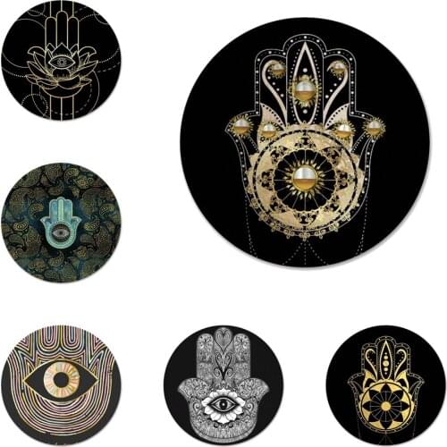 58mm Hand Of Fatima Icons Pins Badge Decoration Brooches Metal Badges For Clothes Backpack Decoration