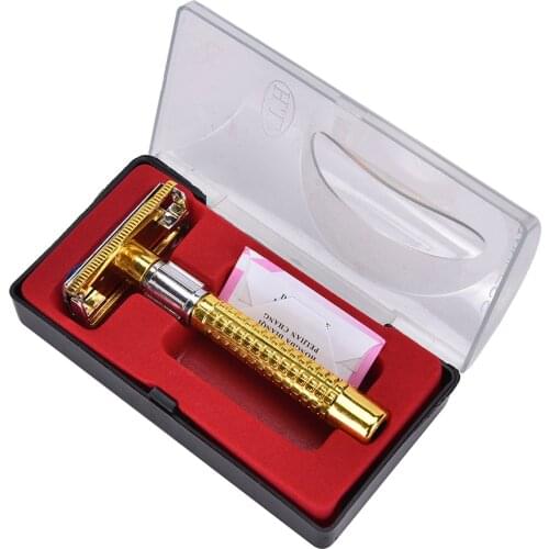 1Pc Best Gift Manual Beard Shaver Double Edge Blade Hair Razor with Box Silver Color Men Barber Razor sharp tool