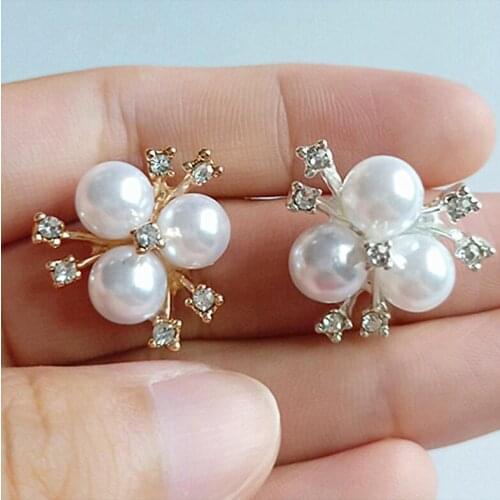 10pcs Gold/Silver Pearl Rhinestone Buttons Flatback Embellishment Craft Alloy Button For DIY Wedding Hair Flower Center