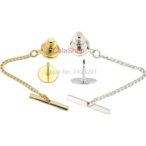 120 Sets / Lot 10mm 3/8" Vintage Locking Tie Tac Tack Guard Clutch Backs Chain Screw-style clutch secure hold Pad Pins Wholesale