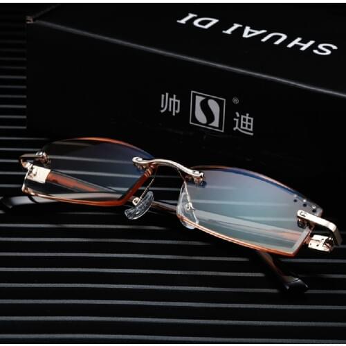 2019 New Sale Reading Glasses Men Leesbril Shuaidi = Rimless Ultra-light Reading Glasses +0.75 +1 +1.25 +1.75 To +4 With Case