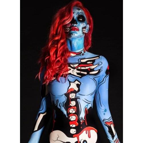 2020 Adult Skeleton Print Halloween Cosplay For Women Ghost Jumpsuit Party Carnival Performance Scary Costume Bodysuit