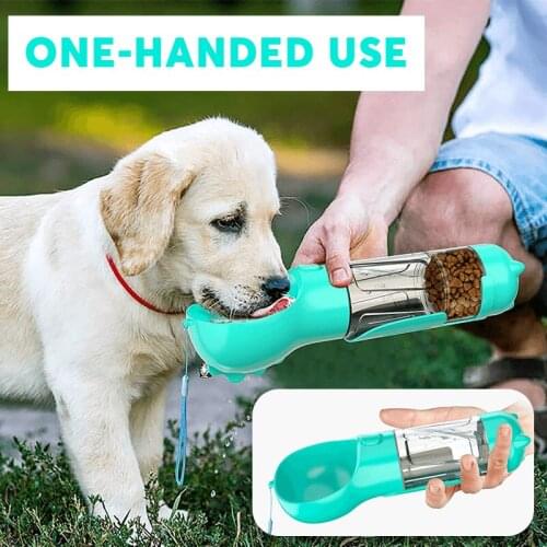 4 in 1 Pet Drinking Cup Multifunctional Portable Dog Water Bowl Feeder Picking Up Poop Bag Picking Up Shovel Outdoor Pet Product
