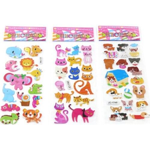 5 Sheets Cute 3D Cartoon Animal PVC Bubble Puffy Stickers Classic Toys Kids Girl Boy Dinosaurs School Teacher Reward