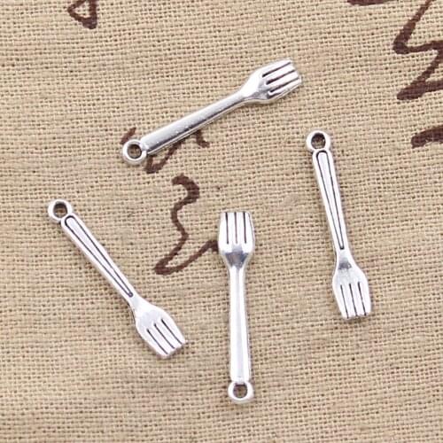 50pcs Charms Kitchen Fork 25x5mm Antique Bronze Silver Color Pendants DIYCrafts Making Findings Handmade Tibetan Jewelry