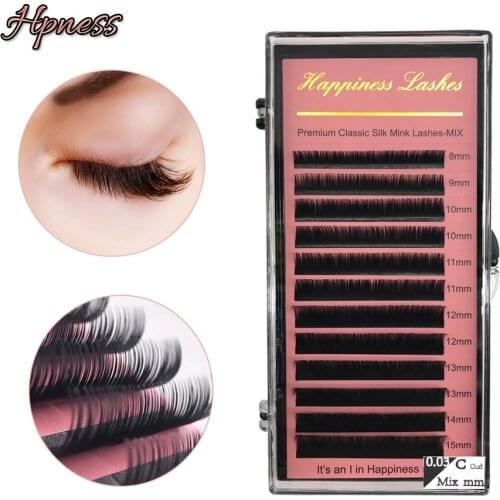8 Tray/Lot Individual Lash Silk Mink Natural Long Eyelashes Extension Black Matte Classic Eye Lash Extension All Sizes