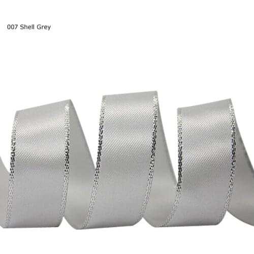 7/8 inch(22 mm)Metallic silver edged double face satin ribbons