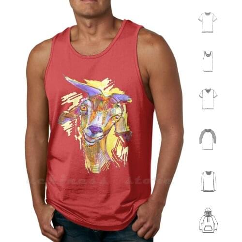 Goat Silly Face Tank Tops Vest Sleeveless Goats Animals Mammal Herbivorous Funny Cool Cute Spooky