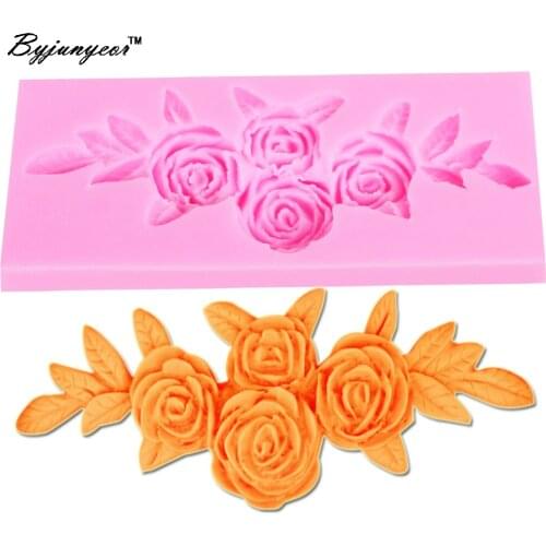 Byjunyeor M038 Epoxy UV Resin Rose,Leaf Fondant Silicone Mold For Cupcake Cake Decorations Chocolate Sugar Craft Tools
