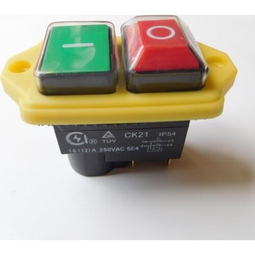 CK21 4 Pins Waterproof Electromagnetic Push Button Switch On-Off Push-Key Switches for Industrial Machine Tool 125V/250V 16(12)A