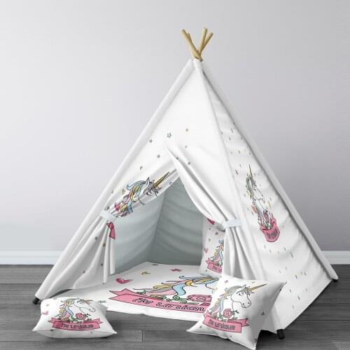 Play Tent for Kids Wigwam Portable Indoor Playground Tents Children Bedrooms i am uniqeorn Pink Stars Love Model 069