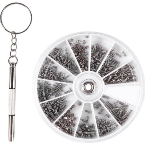 JFBL Hot 600 Pcs/Set Small Stainless Steel Screws 12 Kinds of Electronics Nuts Assortment + 1pc Screwdriver for Eyeglasses Repai