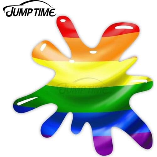 Jump Time New 3D Design With LGBT Gay Pride Flag Motif External Vinyl Car Sticker for Windows Bumper