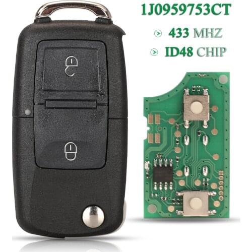 Bilchave 5pcs 1J0959753CT For VW Volkswagen Bora Passat Polo Golf MK4 Bora Octavia FOB 2BT 433Mhz ID48 Chip Flip Remote Car Key