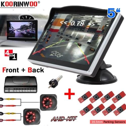 Koorinwoo Car Electronics Smart System Car Parking Sensor System With Camera + Monitor Parktronic 8 sensors Radar Detector Auto