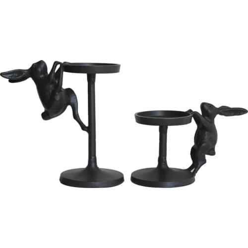 Creative Rabbit Retro Candle Holder Metal Vintage Candlestick Table Wedding Centerpiece Home Decor Bougeoir Ornaments Gift Ideas