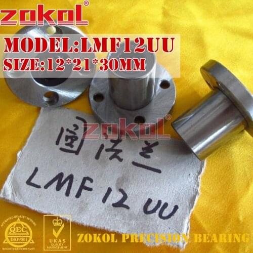 ZOKOL LMF12 UU bearing LMF12UU round flange linear motion bearing 12*21*30mm