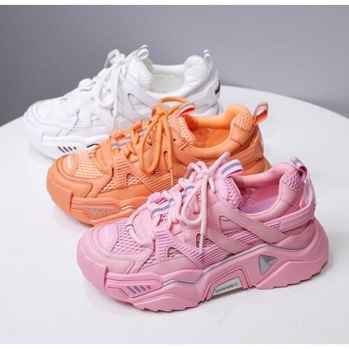 Internet Hot Dad Shoes Womens 2021 New Summer Super Popular Orange All-Match Mesh Small Breathable Sneakers Ins Fashion